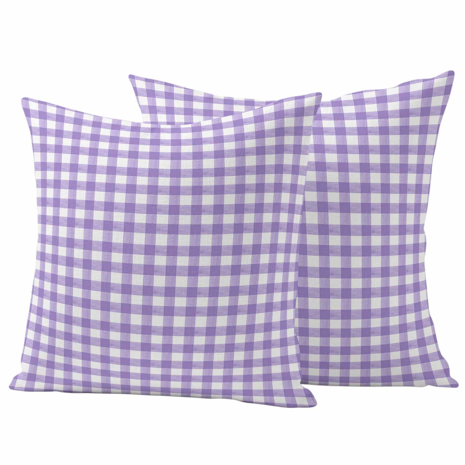 Pack of 2 Outdoor Pillow Covers,Waterproof Purple Throw Pillow Covers,Country French Rustic Buffalo Plaid Modern Art Decorative Pillowcases Cushion Covers for Couch Pillow Sham Protector 16x16 Inch