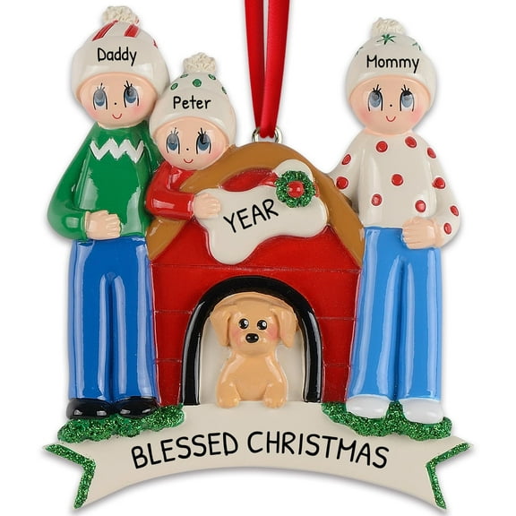 Personalized Family Christmas Ornament - Custom Ornaments Family of 3 Christmas Ornament 2024 Customized Family Ornaments with Dog Christmas Ornament Gifts for Family of 3 Ornament for Christmas Tree