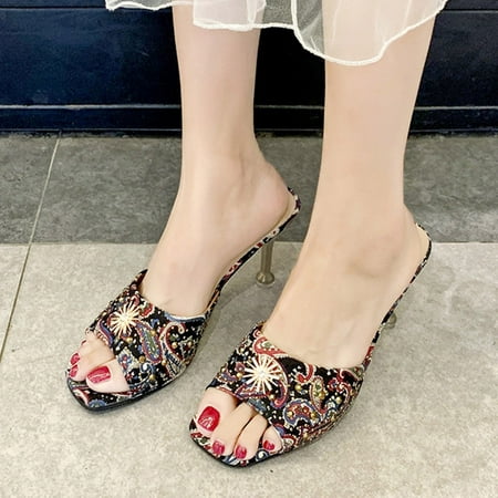 

BCMMKLPP Fashion Summer Women Sandals Open Toe Rhinestones Colorful High Heels Comfortable Sexy Style Red 39