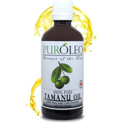 PURÓLEO Tamanu Oil 100% Pure 4oz Certified 100% USDA organic | Natural Cold Pressed Unrefined Oil for Hair & Face | Premium packaging with Eye Dropper