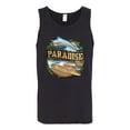 thumbnail image 2 of Wild Bobby, Paradise Surf Shack Marlin Pop Culture Mens Graphic Tank Top, Black, Small, 2 of 3