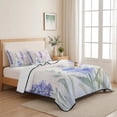 thumbnail image 5 of Twin XL Quilt Set 68''x98'', Lavender Spring Lightweight Summer Bedspread Coverlet Set with 2 Pillow Shams, Farmhouse Pastoral Pastel Flowers Breathable All Season Quilt Bedding for Dorm/Guest Room, 5 of 9
