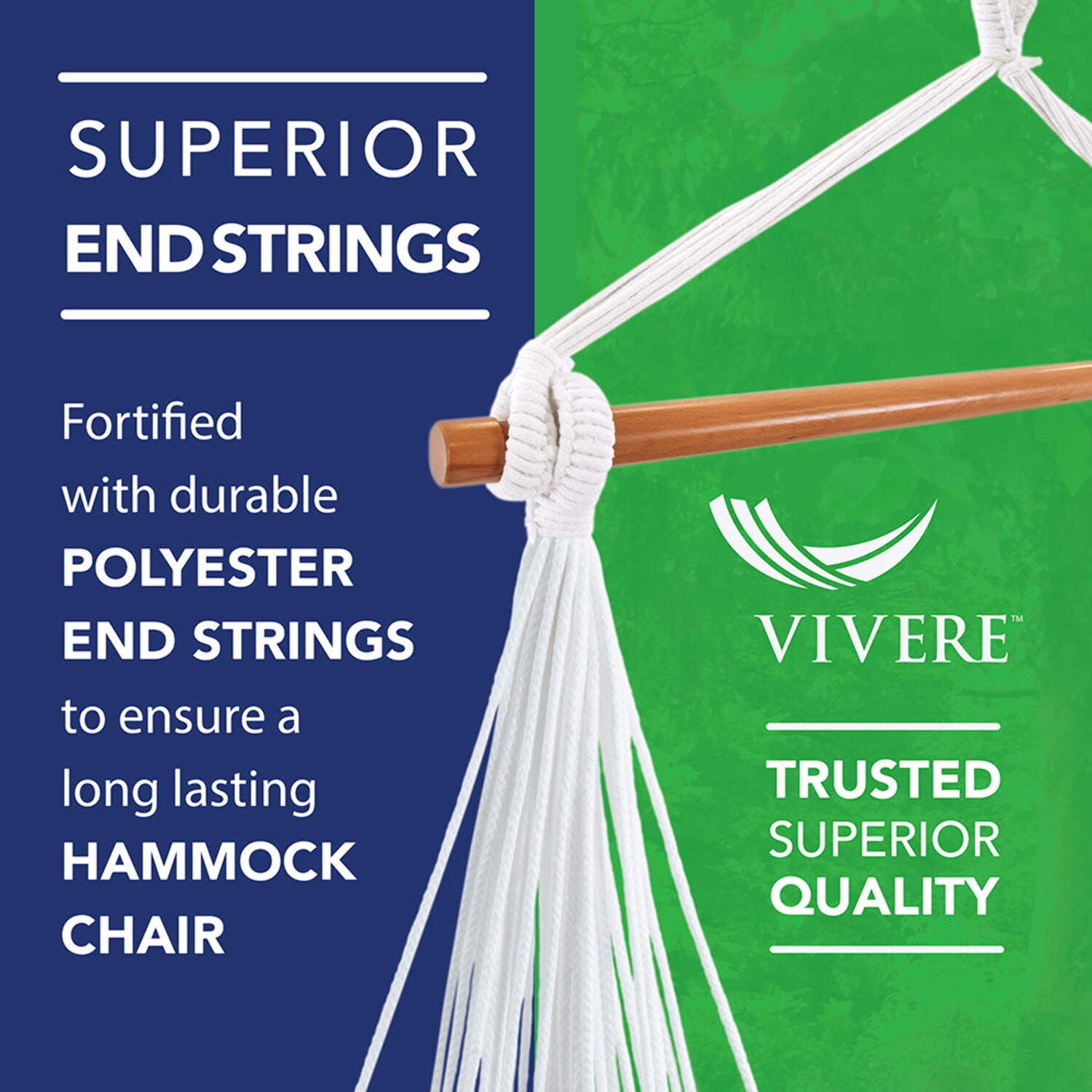 Vivere Brazilian Hanging Cotton Hammock Chair - Island Breeze
