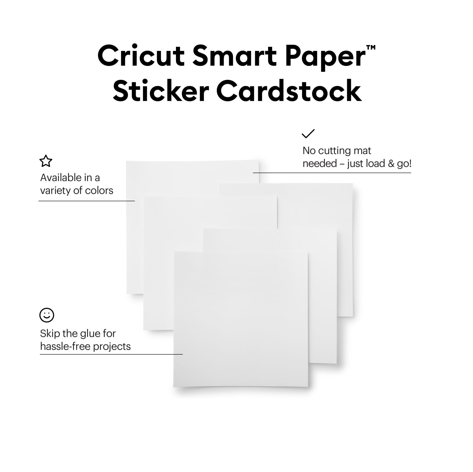 Cricut® Smart Paper Sticker Cardstock, White, 13 x 13 (10 sheets