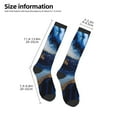 thumbnail image 2 of Naloa Navy Blue Marble Knee Socks, High Socks Long Stretchy Sock Women Knee High Stocking, Long Socks for Women, 2 of 6