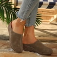 thumbnail image 3 of Pandaie Clogs for Women Comfortable Closed Toe Slip on Mules Suede Summer Wedge Slide Sandals Ladies Casual Walking Shoes Khaki Size 6.5, 3 of 7