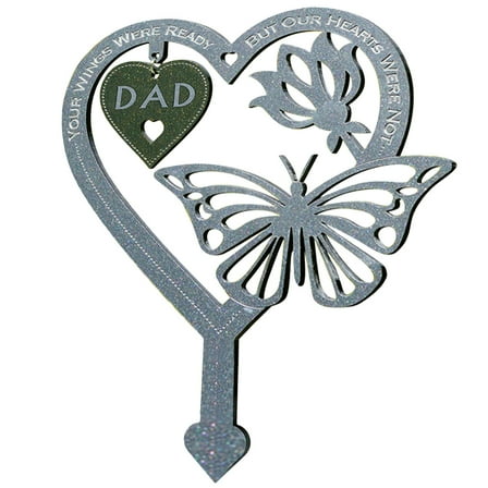 UNOMOR Lawn Memorial Ornament Garden Stake Iron Grey for Outdoor Use 1Set