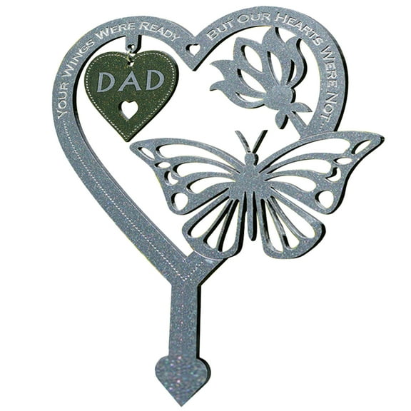 UNOMOR Lawn Memorial Ornament Garden Stake Iron Grey for Outdoor Use 1Set