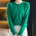 thumbnail image 6 of Clearance! Hassda Cardigan Sweaters For Women Button Down Shirts For Women Summer Shirts For Women Womens Basic Crew Neck Long Sleeve Down Cardigan Green S-2XL, 6 of 6