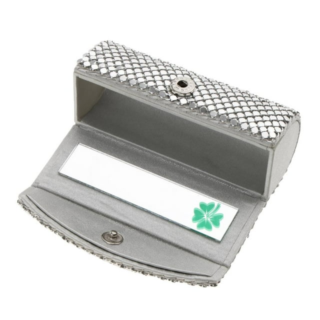 Stylish Satin Fabric Case with Mirror Button Closure Portable Travel -