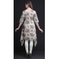 thumbnail image 4 of Bimba Kurti Asymétrique à Imprimé Floral Feuilles Blanches et Bégonias pour Femmes Robe d'Été Indienne Tunique Moyen, 4 of 6
