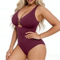 thumbnail image 6 of Fewfanhot Tummy Control Swimsuits for Women Swimsuits Ruched Slimming One Piece Bathing Suit Deep V Neck Swimsuit, 6 of 7