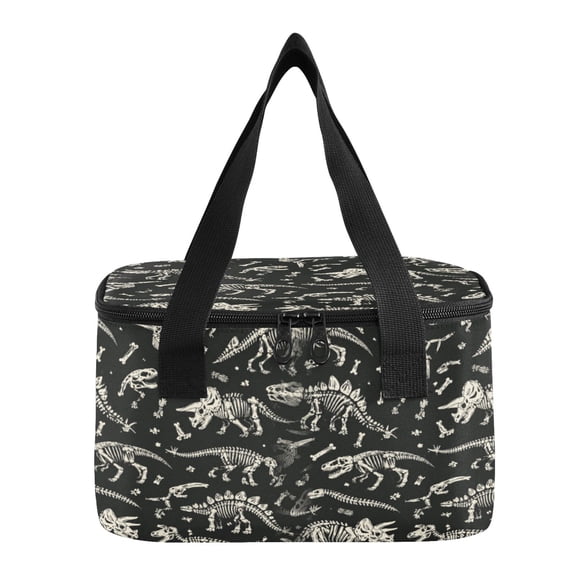 6L Insulated Lunch Bag Square Handheld Cooler Tote Jurassic Dinosaur Skeleton Pattern Reusable Thermal Bag with Polyester & Aluminum Lining for Work Picnic Travel