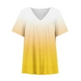 thumbnail image 3 of Itsame Short Sleeved Undershirt Tops for Womens Shirt T-Shirt Comfortable Printed Relaxed V-neck Blouses Yellow Size 5XL, 3 of 4