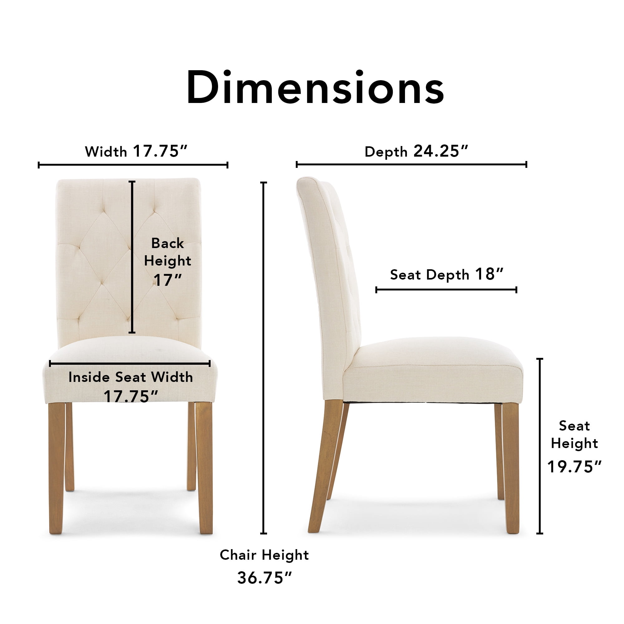Finch Westport Tufted Armless Dining Side Chairs, Vintage Cream (Set of 2)