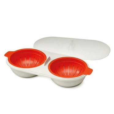 Microwave Egg Cooker, 2 Cavity Edible Silicone Double Drain Poached Egg Cups, Microwave Egg Poacher Kitchen Cooking Gadgets