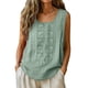 thumbnail image 1 of Craaazy Women's Relaxed Fit Round Neck Tank Top, Solid Color Sleeveless Cotton Linen Top, Loose Comfy Embroidered Casual Vest for Work & Daily Wear Gifts, 1 of 9