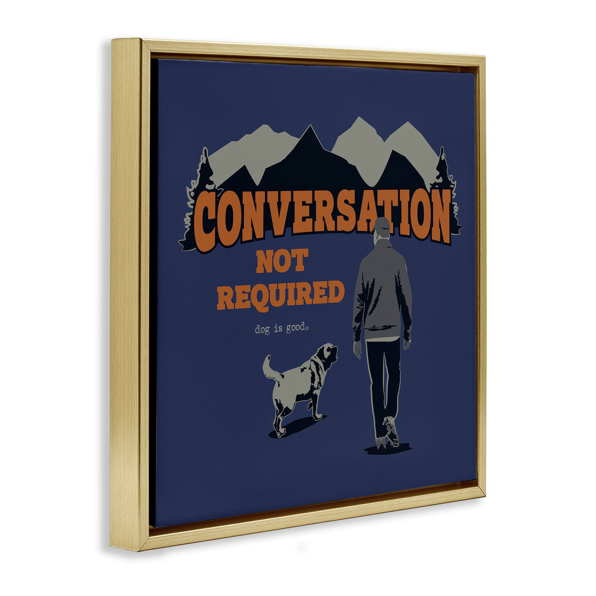 Stupell Industries Conversation Not Required Animals Painting Gold Floater Framed Canvas Art Print Wall Art, 25 x 25
