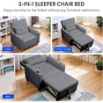 thumbnail image 4 of FLEXISPOT Convertible Sleeper Chair Bed, Pullout Small Sleeping Chair w/Adjustable Backrest, Pillow, Side Pockets, USB, Cup Holders, Pull Out Sofa Bed for Living Room, 4 of 6