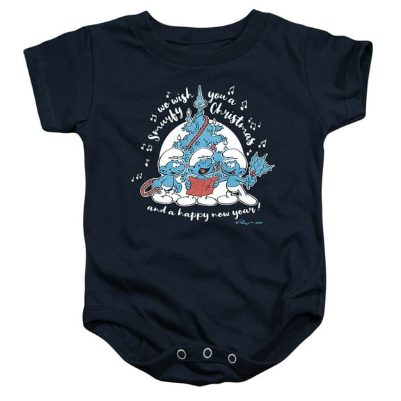 Smurfs Smurfy Christmas Carols Unisex Infant Snap Suit for Baby, Navy, Small