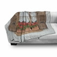 thumbnail image 3 of Country Soft Flannel Fleece Throw Blanket, Print of Old European Windows with Shutters and Flowers Pots in Rurals Boho, Cozy Plush for Indoor and Outdoor Use, 70" x 90", Brown White Red, by Ambesonne, 3 of 6