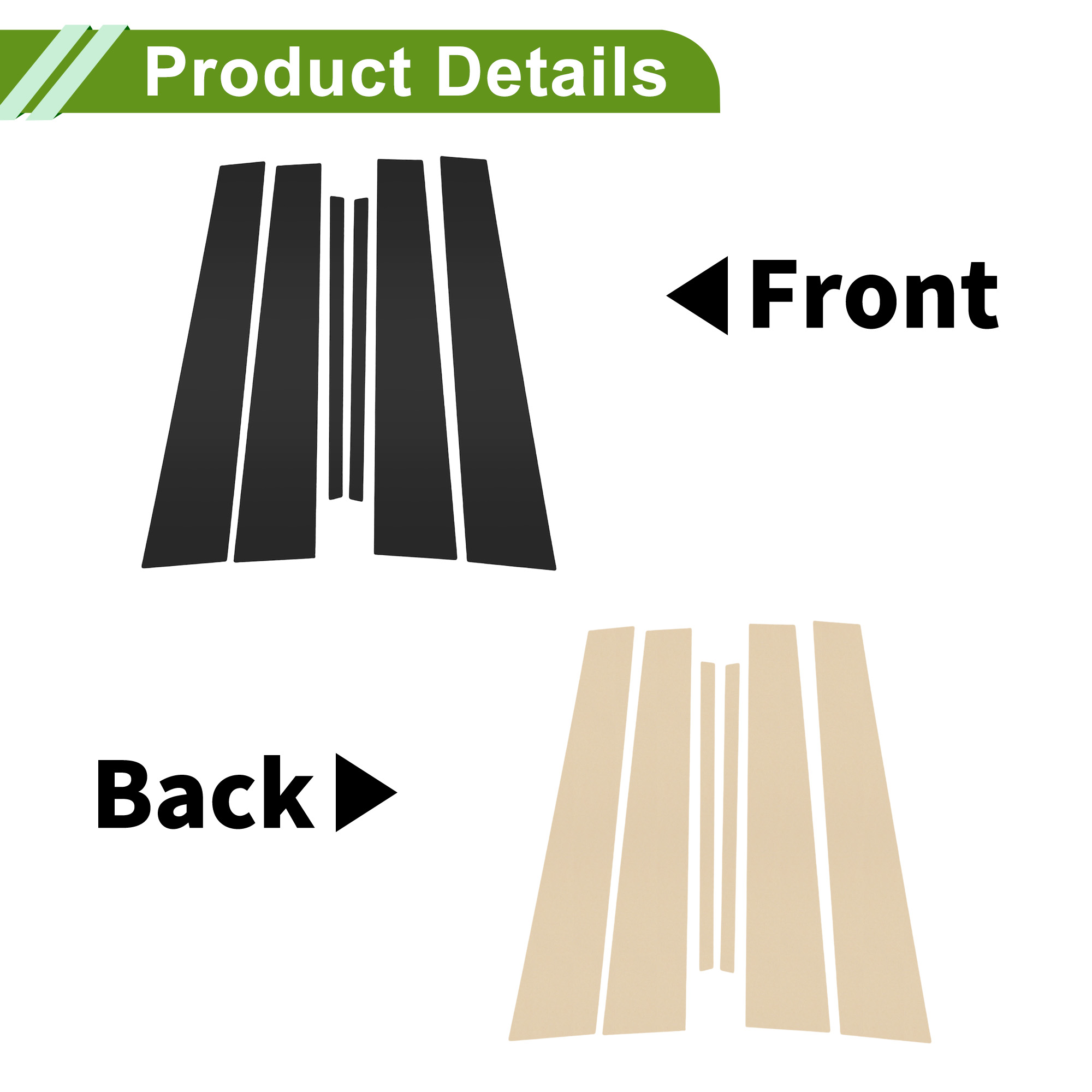 Unique Bargains Door Pillar Window Trim for Chevy Malibu 2008-2012 Sticker 6 Pcs Black