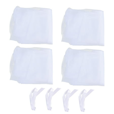 

4 Bags Wedding Chair Skirts Tulle Simple Design Use Easily Good Fixation Chair Sashes with Ropes for Wedding Party Decor