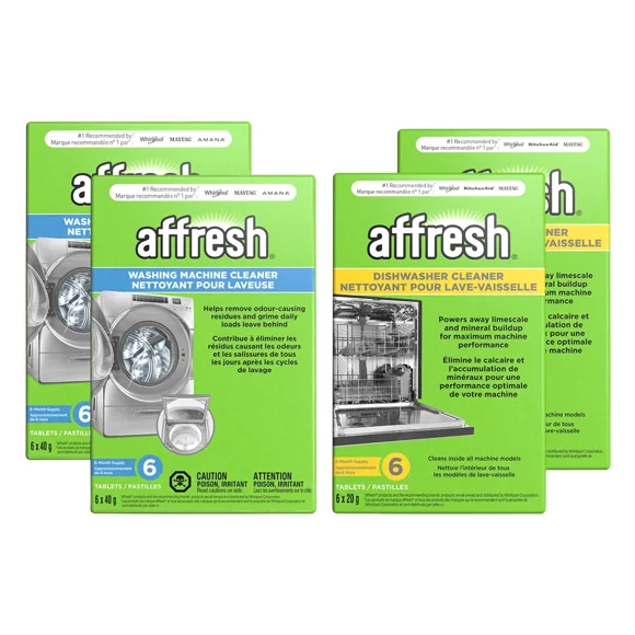 Affresh Ensemble de Nettoyants pour Laveuse et Lave-Vaisselle, 24 Unités - Puissance de Nettoyage en Profondeur pour Appareils