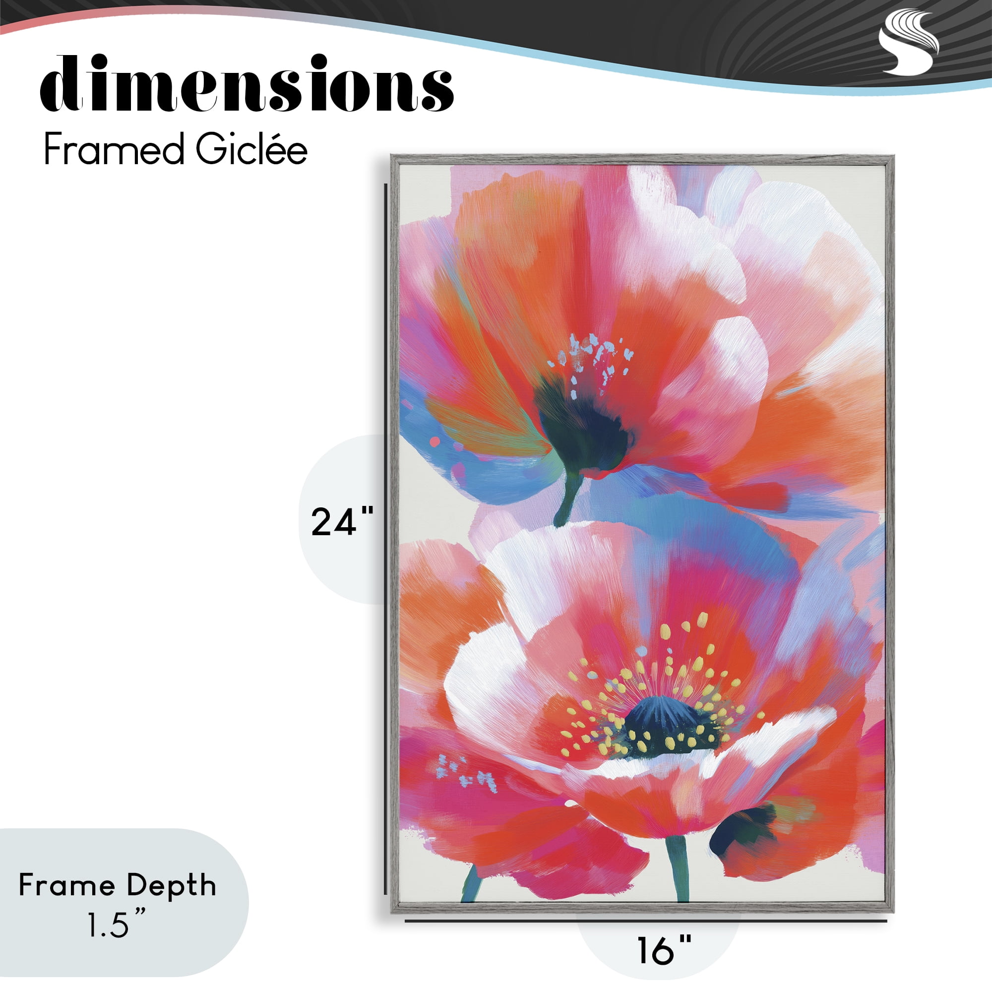 Stupell Industries Poppies in Soft Light Gray Framed Giclee Art, design by Chromatic Storm Studio