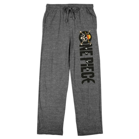One Piece (Manga) Title Logo Men's Heather Gray Sleep Pants-Small