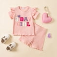 thumbnail image 2 of UAYOTSE Baby Girl Comfortable and Breathable Set Cute Cartoon Printed Short Sleeve Shorts Two Piece Set,Sizes 3-4 Years, 2 of 7