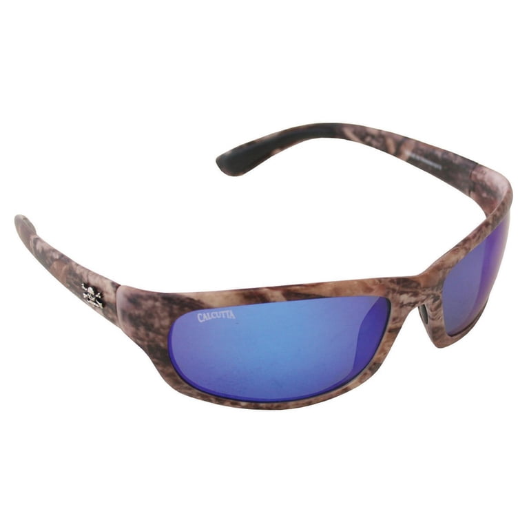 Calcutta Whitehaven Sunglasses - Shiny Black Frame, Blue Mirror Lens, 63mm