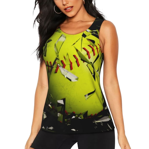 Fotbe Ball Blusas Sin Mangas para Mujer – Estilo Casual, Corte Suelto, Slim-Fit, Cuello Redondo Deportivo, Tops de Verano para Gimnasio y Yoga-Medium