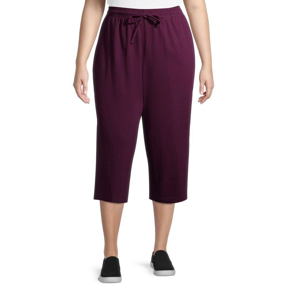 Terra & Sky - Terra & Sky Women's Plus Size Knit Capri Pants - Walmart ...