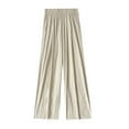 thumbnail image 2 of CLOISE Trousers Pants Woman Plus Size Wide Leg Pants Elastic Waist Palazzo Pants Pull On Stretch Wide Leg Trousers Soft Mid Rise Lounge Palazzo Trousers Fashion Straight Leg Pants Beige, 2 of 3