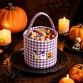 thumbnail image 6 of Ouuluon Sturdy Halloween Plaid Storage Basket, 9x9 inch Ghost Pumpkin Decorative Handheld Basket for Home Party, 6 of 6