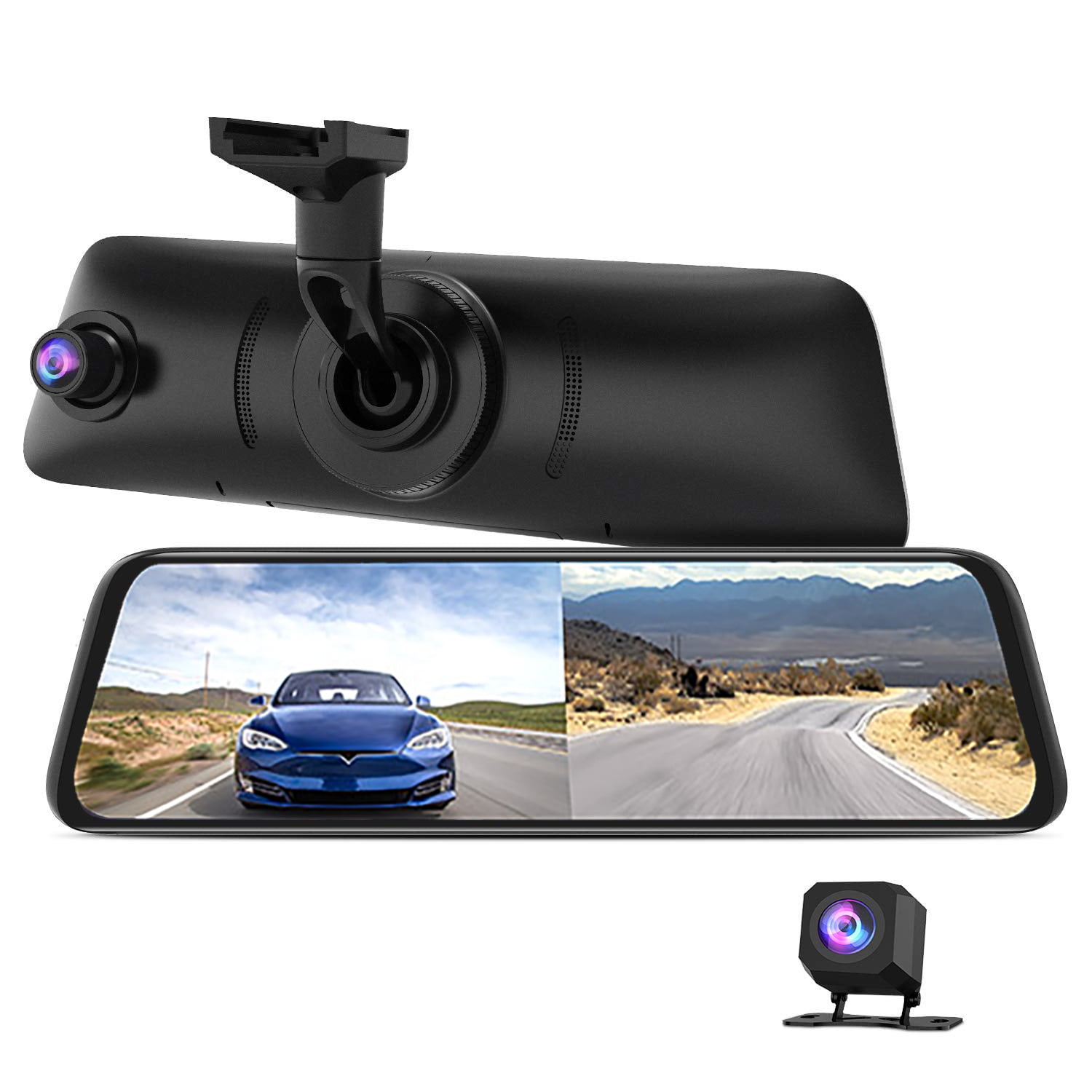 Auto-Vox X2 Mirror Dash Cam Dual Lens Car DVR Video Recorder Backup Camera Kit 