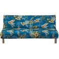 thumbnail image 2 of SHANNA Futon Slipcover Armless Sofa Covers Stretch Sofa Bed Slipcover Protector Elastic (Green Floral), 2 of 7