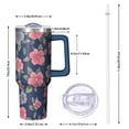 thumbnail image 2 of Flower Floral Print Pattern 40oz Tumbler with Handle and Lid, Double Wall Vacuum Insulated Tumbler, Gift Cups for Women and Men, 2 of 6