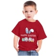 thumbnail image 4 of Zwiiyzr Toddler Baby Boys Girls Summer Clothes Trendy Easter Rabbit Ears Easter Eggs Print Round Neck Print Short Sleeve Top for 3-14 Years Red, 4 of 4