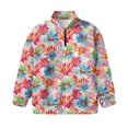 thumbnail image 4 of Uorisanigo Girls Half Zip Pullover Sweatshirt Soft Long Sleeve Pullover Crop Top Oversized Vibrant Floral Print School Quarter Zipper Cropped Sweatshirt Fall Spring Outfits Clothes, 4 of 7