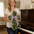 thumbnail image 4 of XQWJWLA 16" Easter Cross Wreath with Purple Bow, Artificial Farmhouse Eucalyptus Decor for Front Door, Spring Easter Hanging Decoration for Wall Living Room Kitchen Indoor Outdoor, 4 of 5