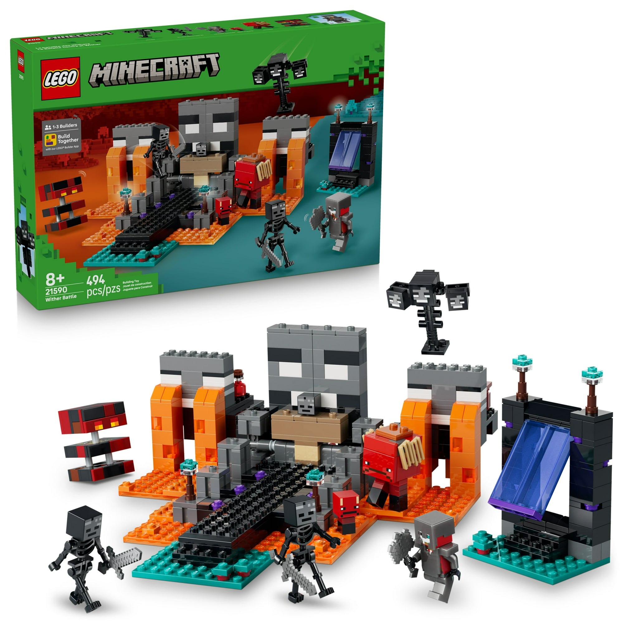 LEGO Minecraft Wither Battle Building & Pretend Play Toy for Boys & Girls - Video Game Playset & Toy Figures for Kids, Ages 8+ - W/Crimson Warrior Minifigure & More - Gift Idea for Birthdays - 21590