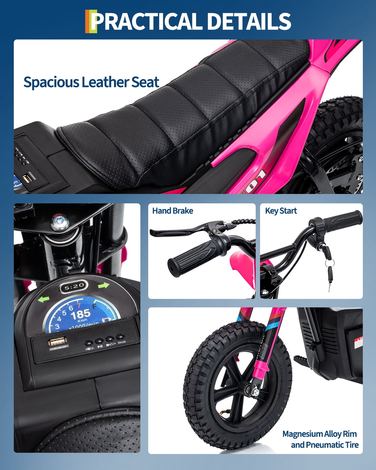 24V Kids Electric Dirt Bike - 350w Kids Motorcycle, 13.67 Mph Max Speed Electric Bike for Kid, Rear Wheel Suspension, 12 Miles Range, Twist Grip Throttle, Rubber Tire