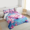 thumbnail image 3 of Manfei Boba Pink Axolotl Full Size Comforter Sets for Kid, Romantic Cherry Blossoms Bedding Comforter Set, Kawaii Cartoon Animal Reversible Bedding Sets,Luxury Bedroom Decor, 3 Pieces, 3 of 8