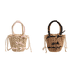 thumbnail image 1 of Lindo Bolso Paja Verano Con Lazo Y Playa Correa Cadena Perlas para Mujer (beige), 1 of 7