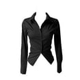 thumbnail image 4 of Yigetop Tight Button Up Shirts for Women, A Comfortable Feminine Long Sleeved Shirt with A Turned Up Collar That Shows off The Figure Fitted Blouse Black L, 4 of 4