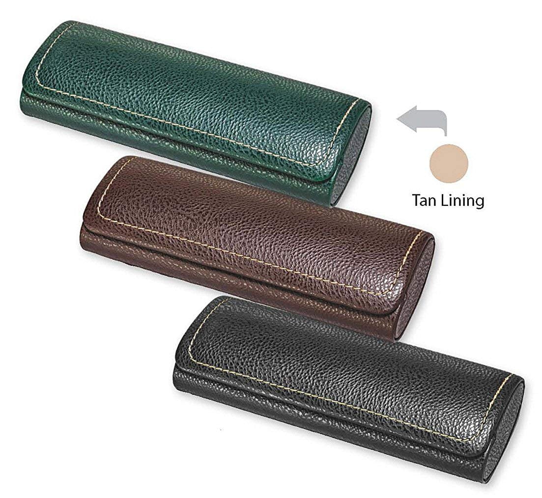 Glasses Case For Men Women Hard Eyeglass Case W Magnetic Closure In Faux Leather Brown 