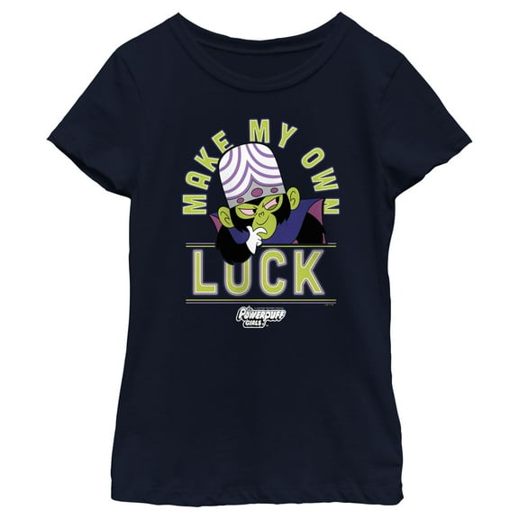 Girl's The Powerpuff Girls Make My Own Luck Graphic Tee Navy Blue X Large