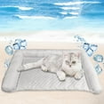 thumbnail image 4 of Cooling Dog Bed with Ice Silk Pad Mat and Pillow, Non-Slip Cooling Mat for Medium Small Dogs up to 50lbs, Pet Cool Pad with Summer Cool Fabric(24"*14"), 4 of 5